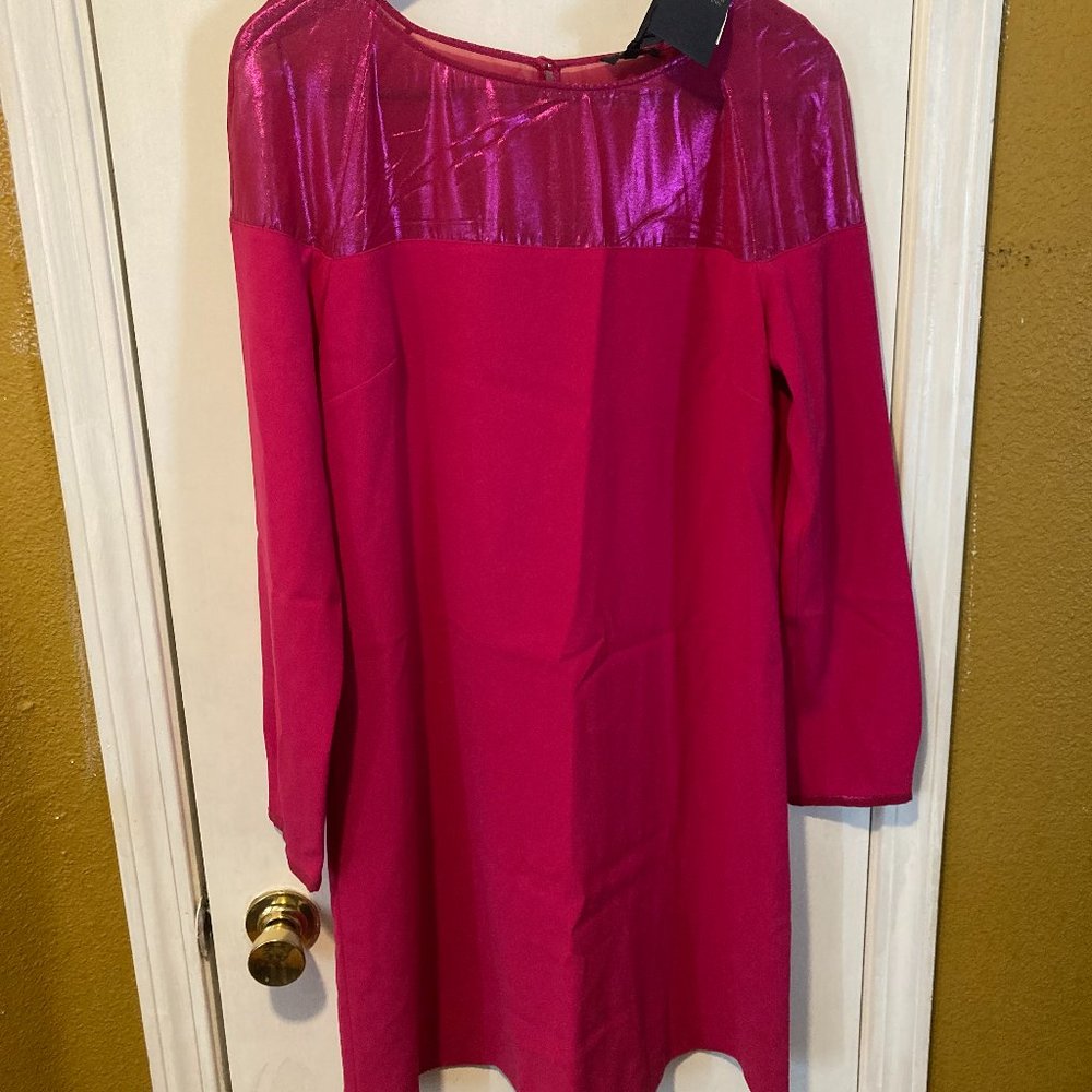 Armani Jeans women’s size 12 US / 48 IT mesh shoulder no stretch fuchsia dress